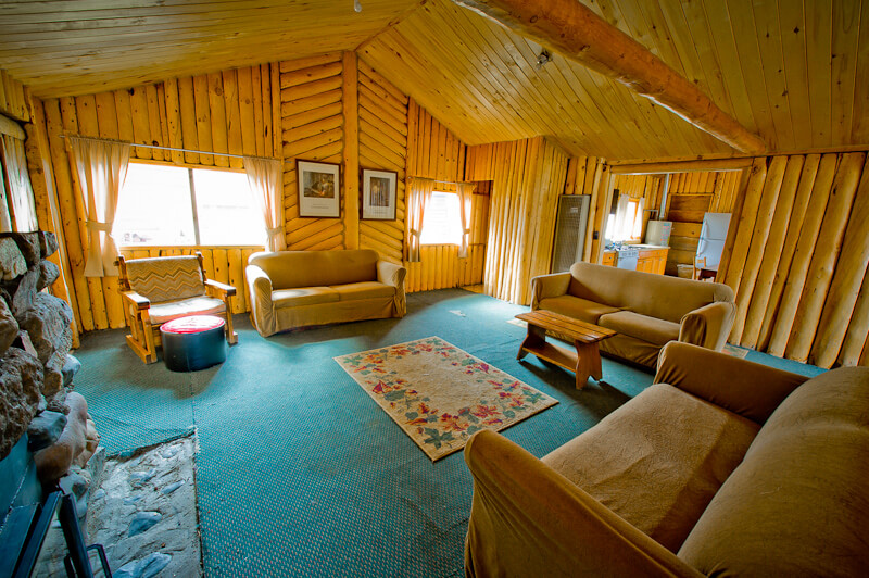 Bright wooden cabin interior
