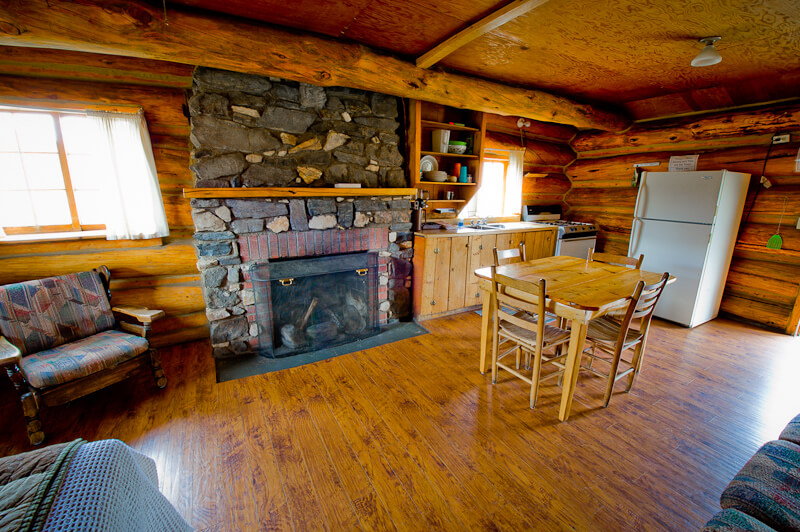 Woodn cabin with fireplace