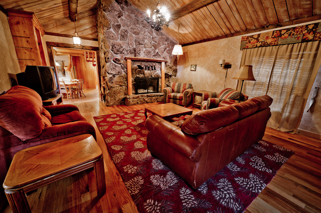 Wooden cabin living room