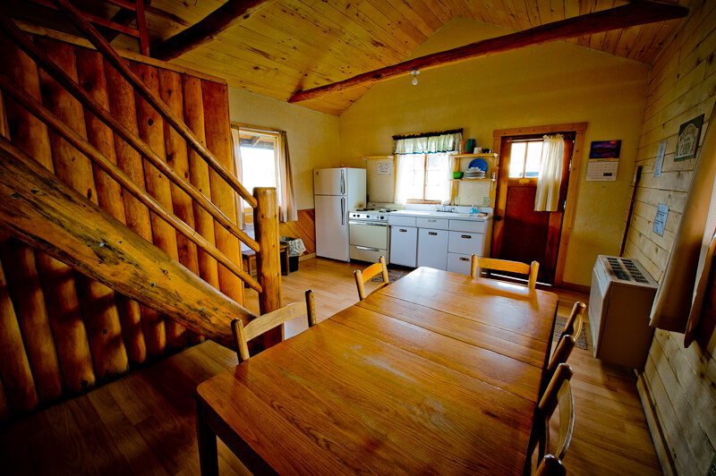 Wooden cabin with dining area