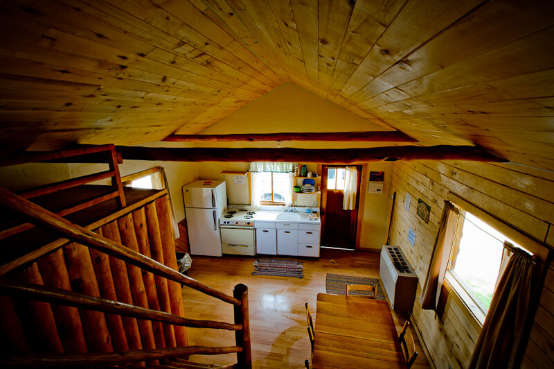 Wooden cabin with loft