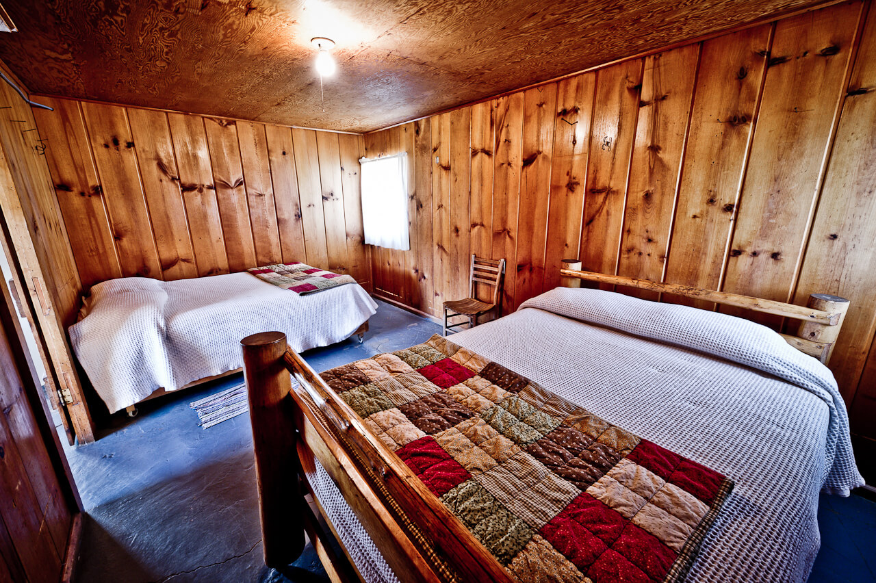 Wooden cabin with two double beds