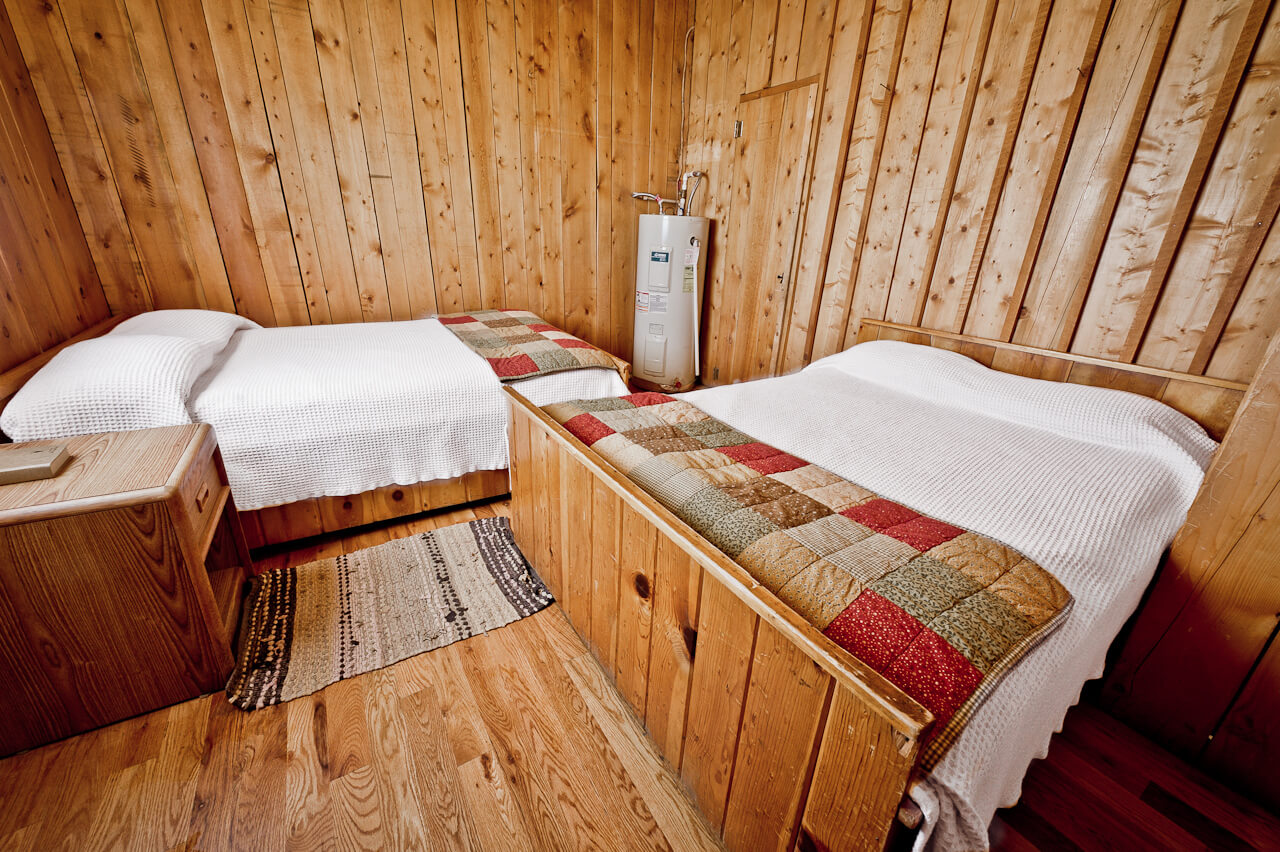 Wooden cabin with two beds