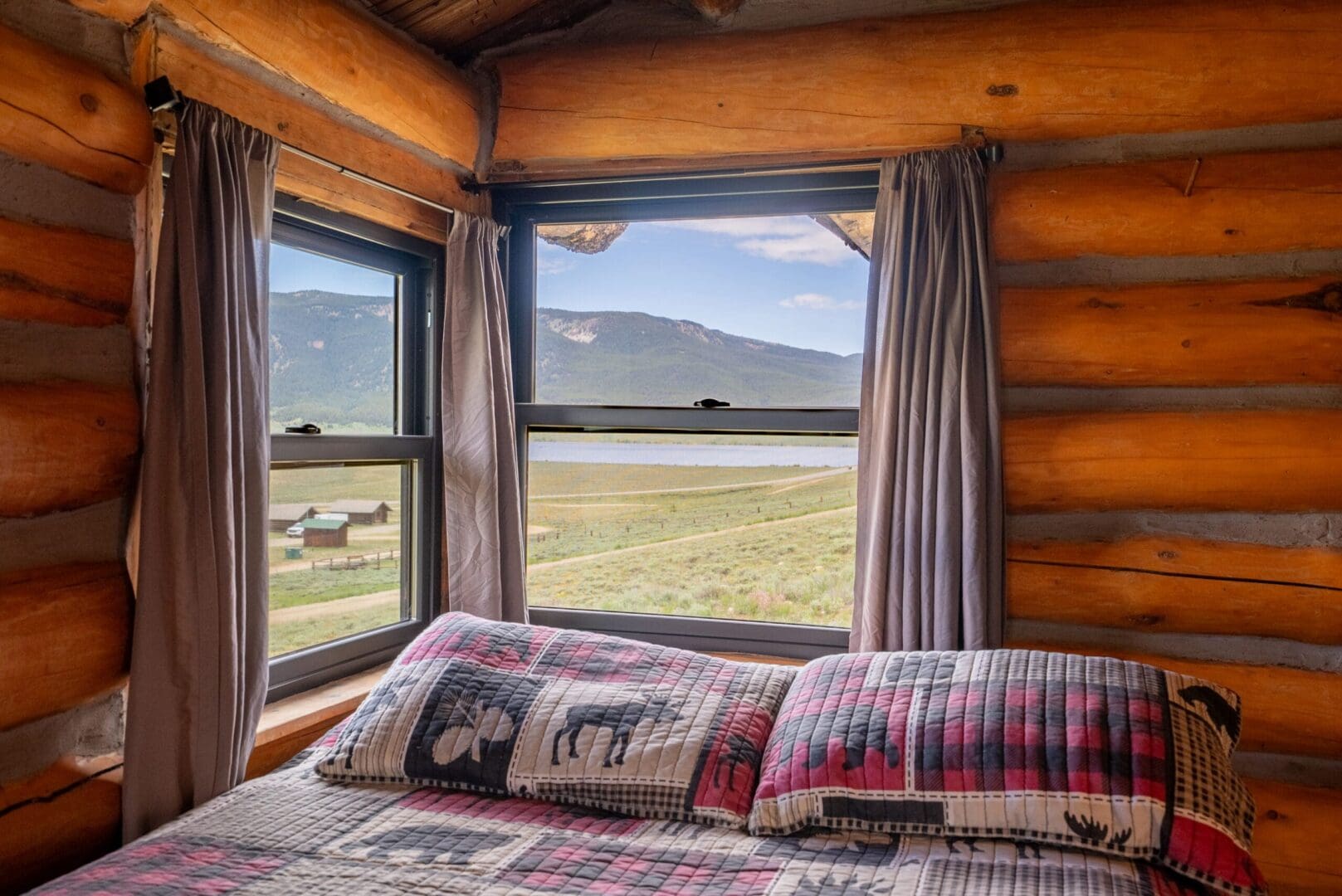 A Cabin Space With Grey Color Curtains Image Section